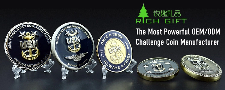 China Manufacturer Maker No Minimum Custom Metal Antique Souvenir Gold Brass Military Navy Silver 3D Commemorative Challenge Coins with Logo