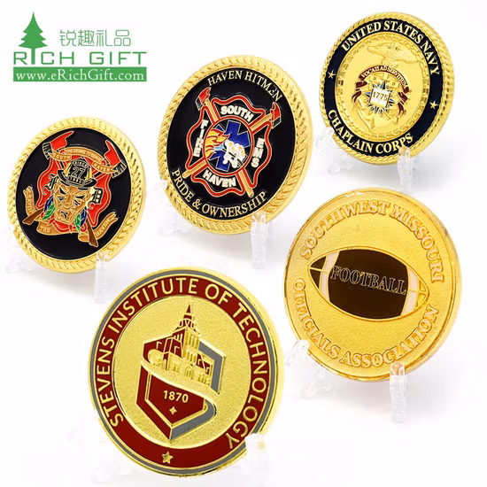 Chine Fabricant Fabricant Pas de minimum de métal personnalisé Souvenir antique Or Laiton Militaire Marine Argent Pièces de défi commémoratives 3D avec logo